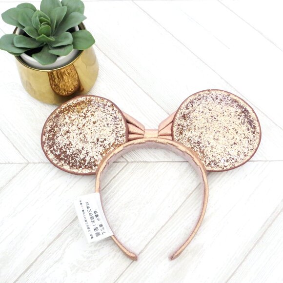 NEW! Disney Parks Minnie Mouse Ears Headband Glitter Rose Gold - Picture 4 of 5